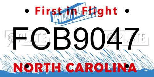 FCB9047 North Carolina License Plate