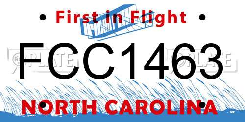 FCC1463 North Carolina License Plate