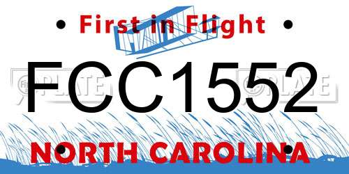 FCC1552 North Carolina License Plate