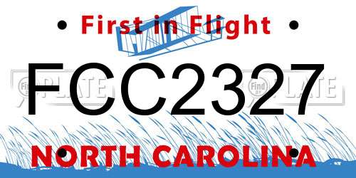 FCC2327 North Carolina License Plate