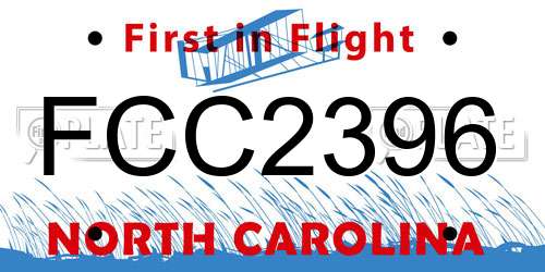 FCC2396 North Carolina License Plate