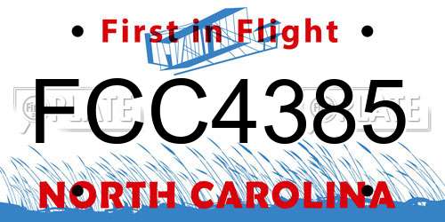 FCC4385 North Carolina License Plate