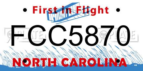 FCC5870 North Carolina License Plate