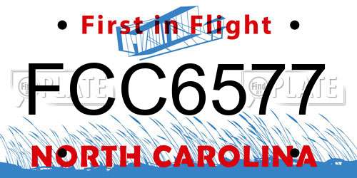 FCC6577 North Carolina License Plate