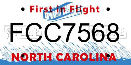 FCC7568 North Carolina License Plate