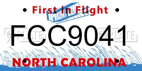 FCC9041 North Carolina License Plate