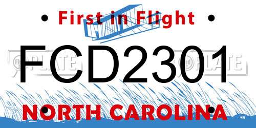 FCD2301 North Carolina License Plate