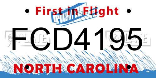 FCD4195 North Carolina License Plate