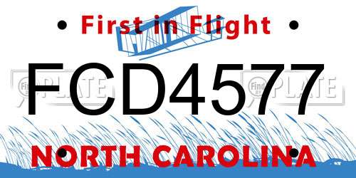 FCD4577 North Carolina License Plate