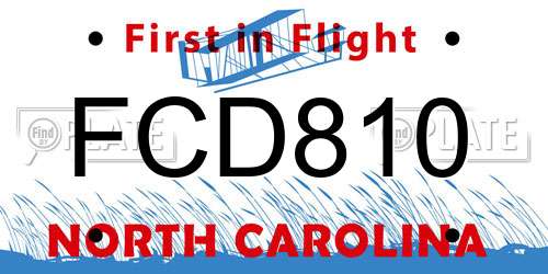 FCD810 North Carolina License Plate