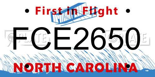 FCE2650 North Carolina License Plate