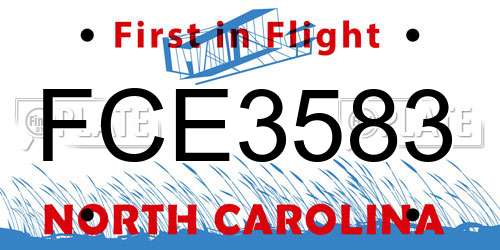 FCE3583 North Carolina License Plate