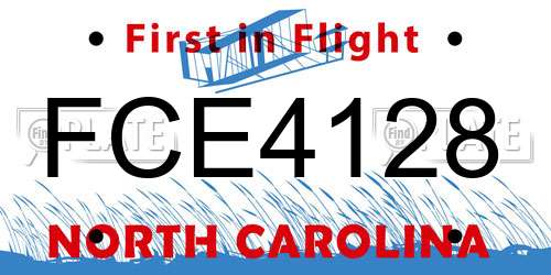 FCE4128 North Carolina License Plate