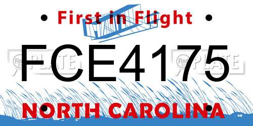 FCE4175 North Carolina License Plate