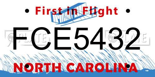 FCE5432 North Carolina License Plate