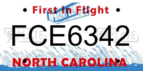 FCE6342 North Carolina License Plate