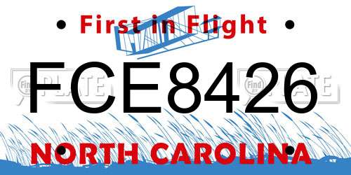 FCE8426 North Carolina License Plate
