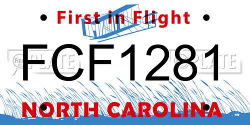 FCF1281 North Carolina License Plate