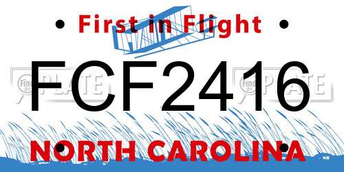 FCF2416 North Carolina License Plate