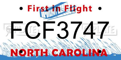 FCF3747 North Carolina License Plate
