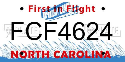 FCF4624 North Carolina License Plate