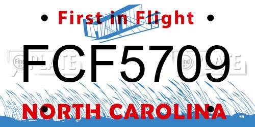 FCF5709 North Carolina License Plate