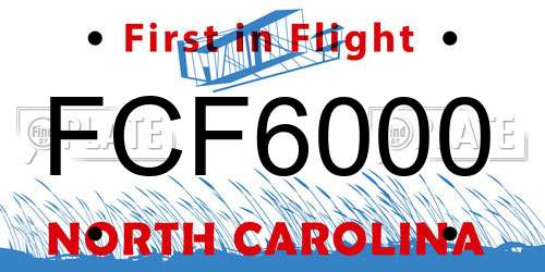 FCF6000 North Carolina License Plate