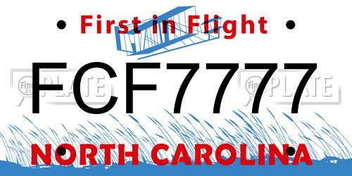 FCF7777 North Carolina License Plate