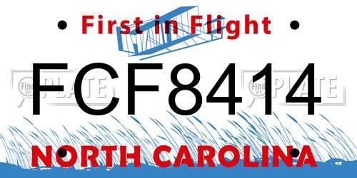 FCF8414 North Carolina License Plate