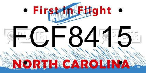 FCF8415 North Carolina License Plate