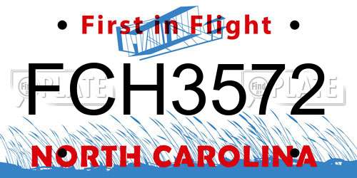 FCH3572 North Carolina License Plate