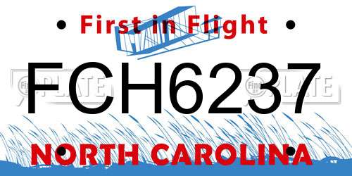 FCH6237 North Carolina License Plate