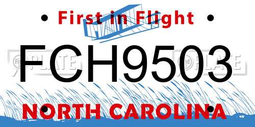 FCH9503 North Carolina License Plate