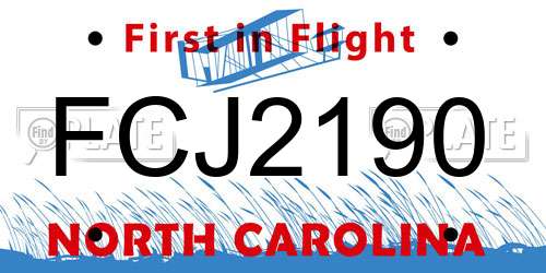 FCJ2190 North Carolina License Plate