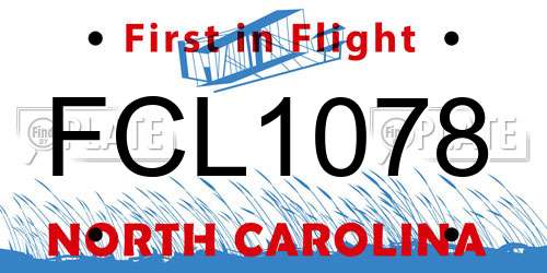 FCL1078 North Carolina License Plate