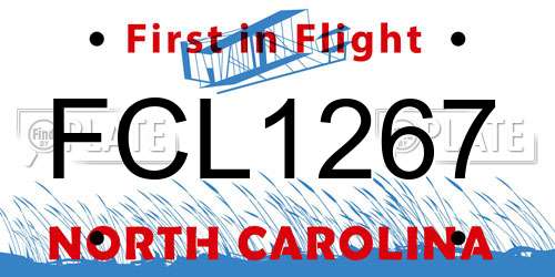 FCL1267 North Carolina License Plate
