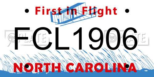 FCL1906 North Carolina License Plate