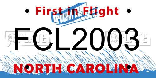 FCL2003 North Carolina License Plate