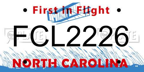 FCL2226 North Carolina License Plate