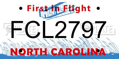 FCL2797 North Carolina License Plate