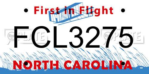 FCL3275 North Carolina License Plate
