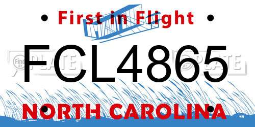 FCL4865 North Carolina License Plate