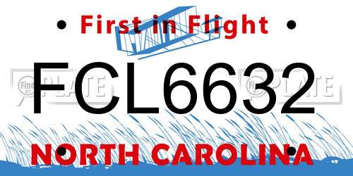 FCL6632 North Carolina License Plate