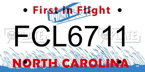 FCL6711 North Carolina License Plate