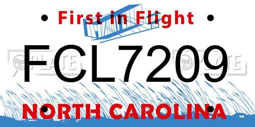 FCL7209 North Carolina License Plate