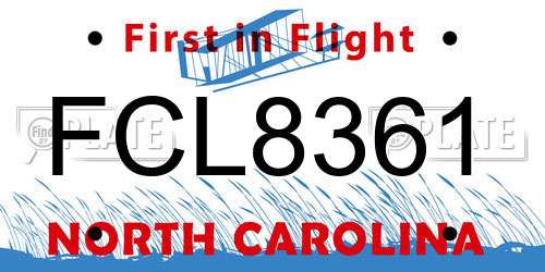 FCL8361 North Carolina License Plate