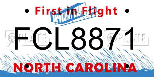 FCL8871 North Carolina License Plate