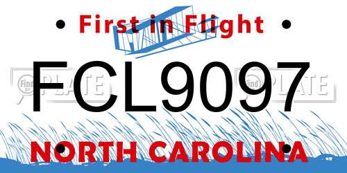 FCL9097 North Carolina License Plate
