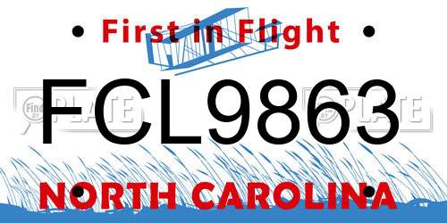 FCL9863 North Carolina License Plate