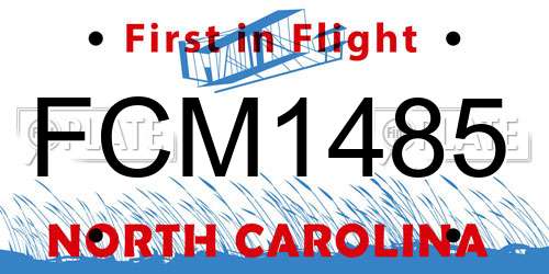 FCM1485 North Carolina License Plate